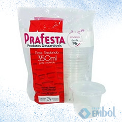 KIT POTE PP PRAFESTA REDONDO C/ TAMPA 350ML C/24
