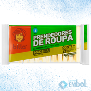 PRENDEDOR DE ROUPA MADEIRA BILLA C/12